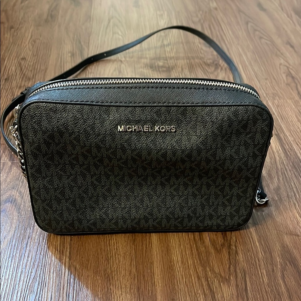 Michael Kors Black Crossbody Bag with Signature Monogram